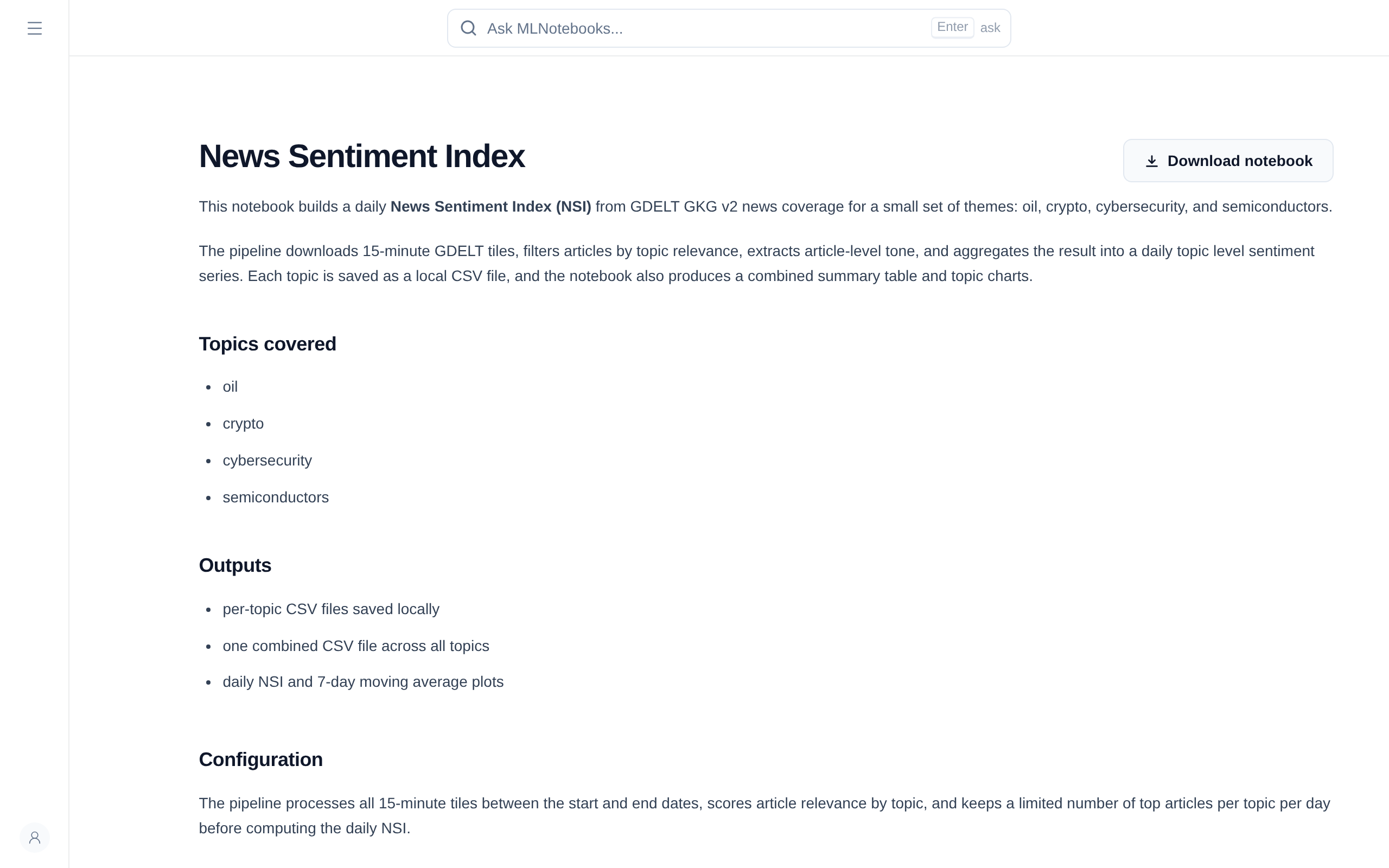 Topic Sentiment Index with GDELT screenshot