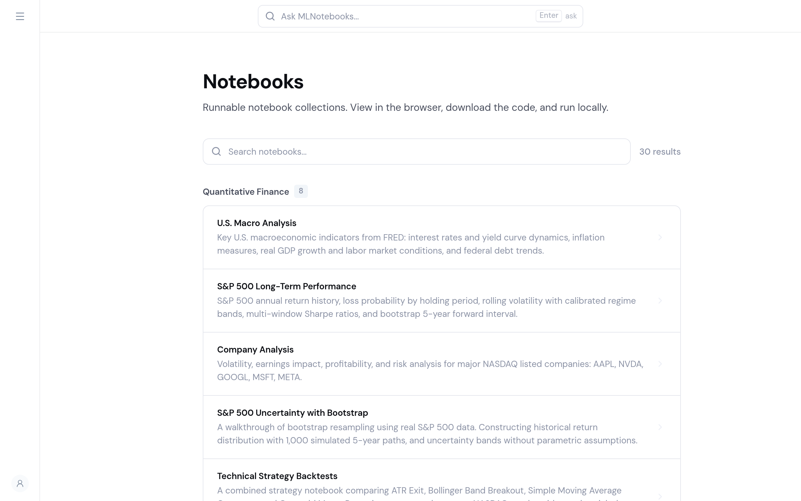 Notebooks module screenshot